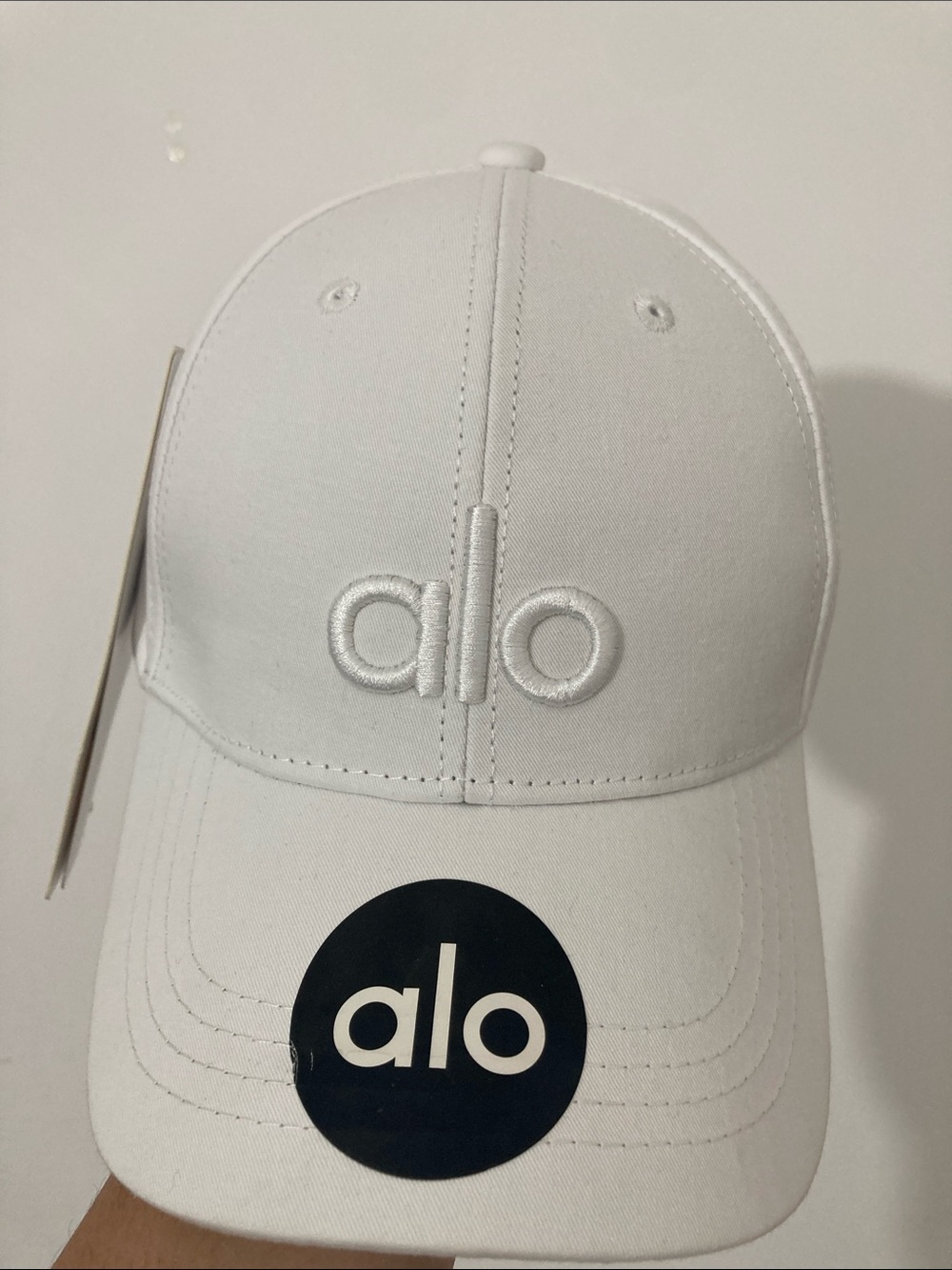 Alo White Embroidered Logo Baseball Cap